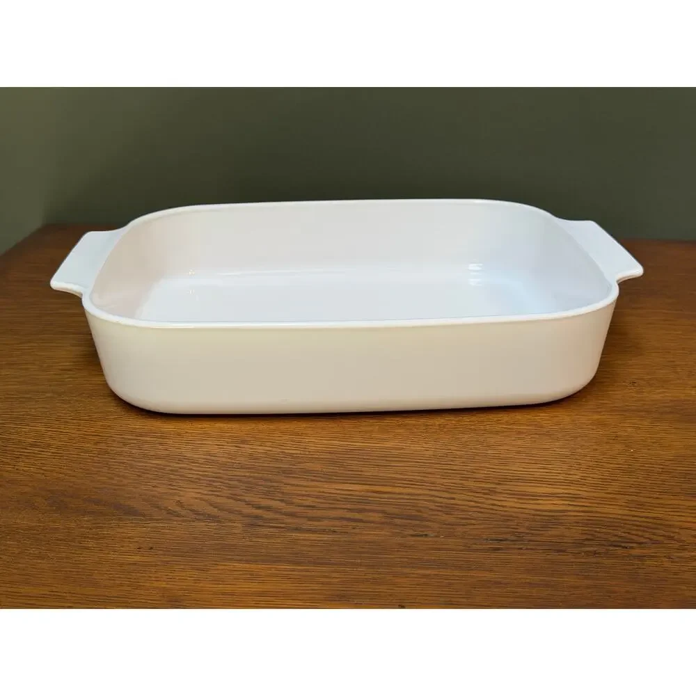 Vintage 4QT CorningWare All White/Just White A-21-BN Baking Dish/ Roaster12x10x2